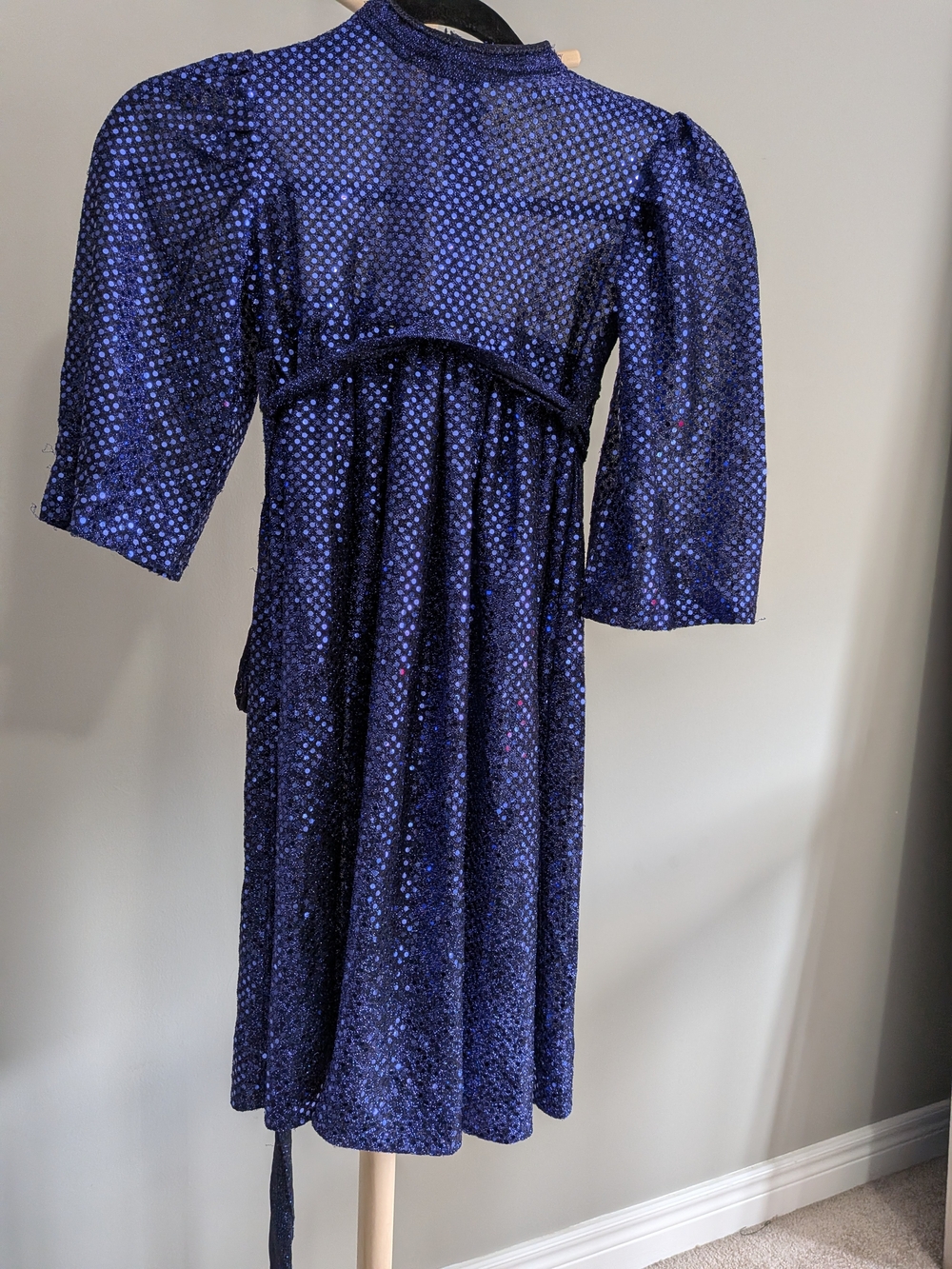 Indigo Blue Sequin Short Sleeve Girls Dress